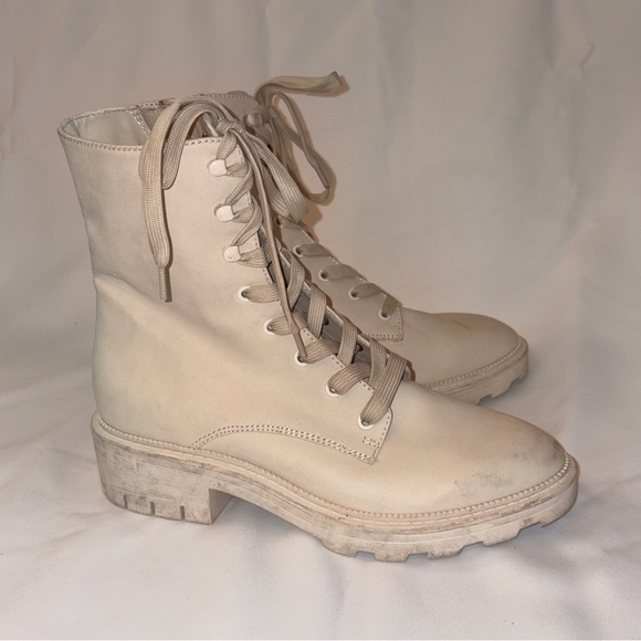 Dolce Vita Women’s Clear Lace-Up Combat Boots Size 7.5 Beige Neutral - Picture 1 of 9